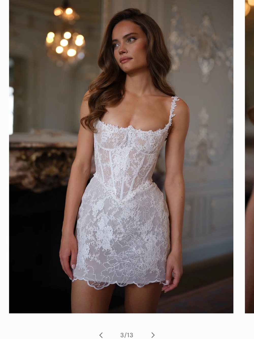 Elegant White Lace Bridal Chemise with Corset Bodiceo - Picture 7 of 8